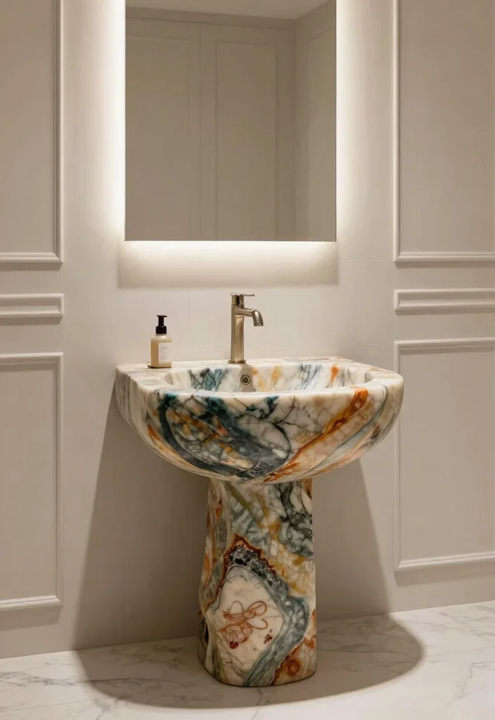 15 Stone Sink Bathroom Ideas With Luxury Feel - 14. Artistic Stone Sink Customization 1