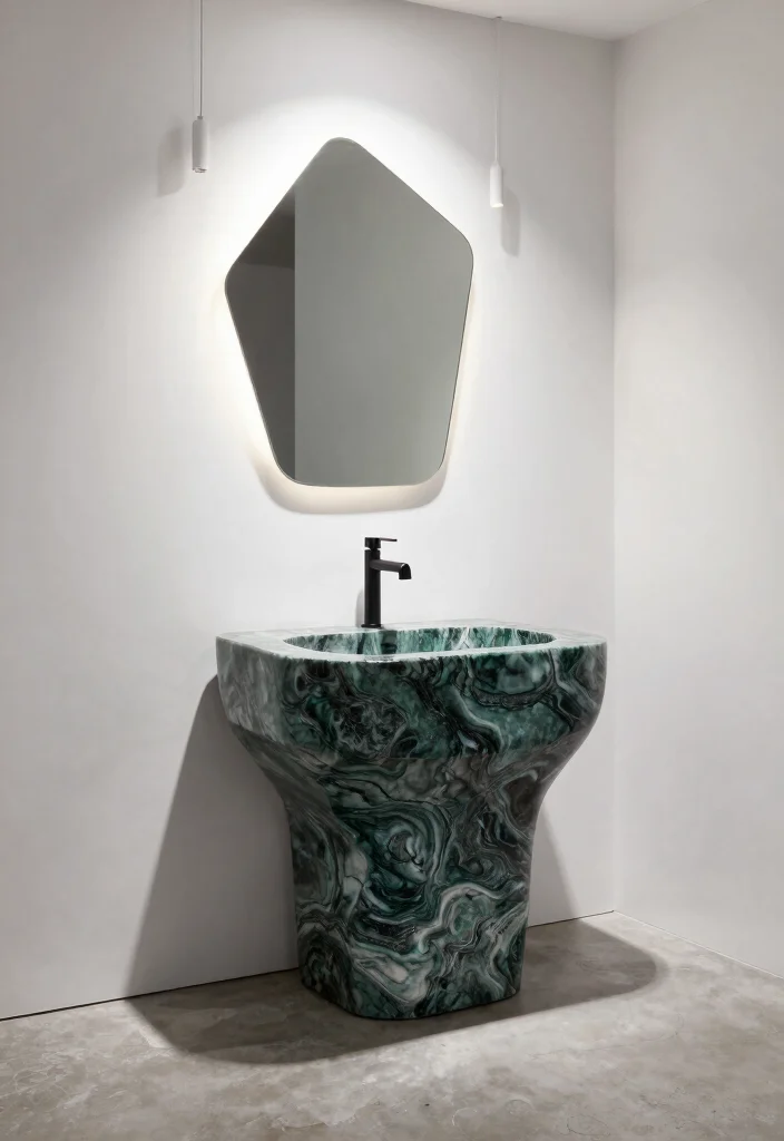 15 Stone Sink Bathroom Ideas With Luxury Feel - 3. Sleek and Sculptural Designs 1