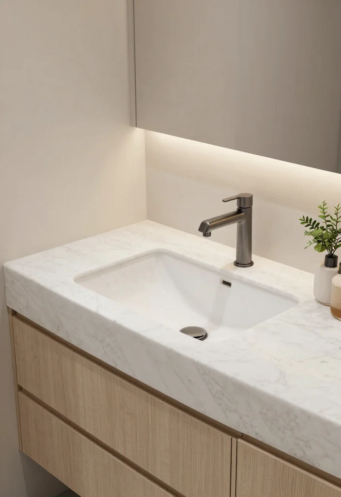 15 Stone Sink Bathroom Ideas With Luxury Feel - 4. Integrated Sinks for Fluidity 1