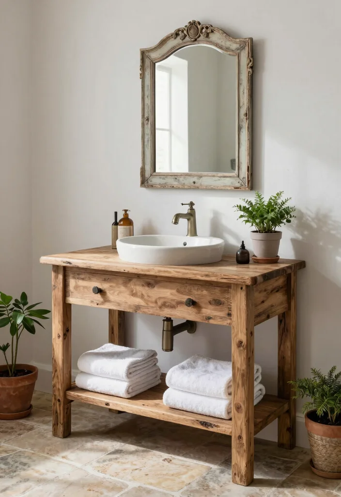 15 Wooden Vanity Bathroom Ideas With Natural Texture - 1. Rustic Charm with Reclaimed Wood 1
