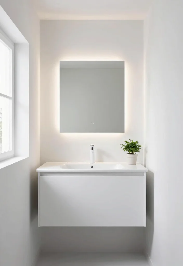 16 Back Lit Bathroom Mirror Ideas For A Modern Glow - 7. Minimalist Approach 1