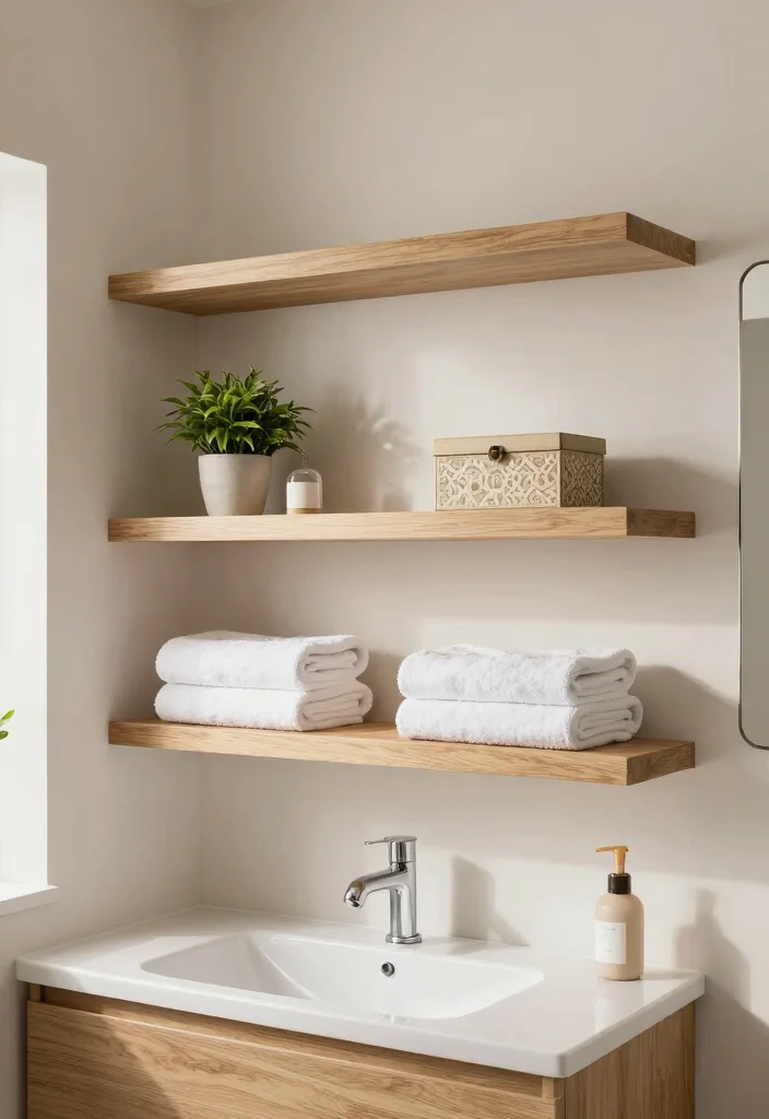 16 Bathroom Vanity Organization Ideas That Transform Your Space - 2. Incorporate Floating Shelves 1