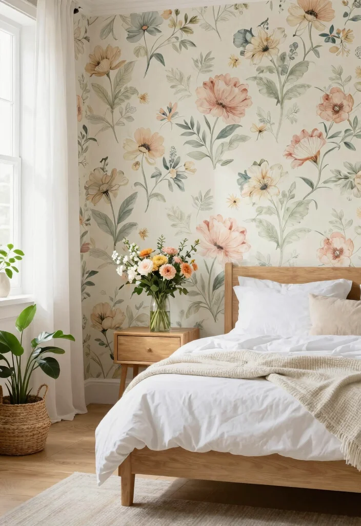 16 Bedroom Design With Wallpaper Ideas Patterned Impact - 1. Floral Dreams: Bringing Nature Indoors 1
