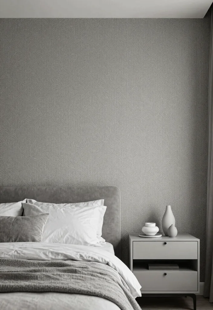 16 Bedroom Design With Wallpaper Ideas Patterned Impact - 10. Monochrome Magic: Sophisticated Simplicity 1