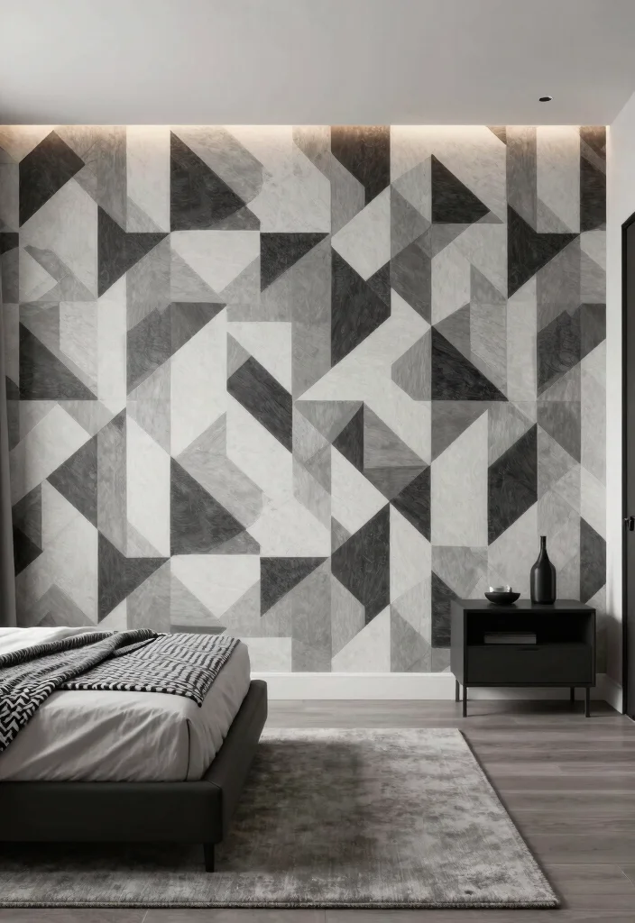 16 Bedroom Design With Wallpaper Ideas Patterned Impact - 2. Geometric Patterns: Modern Edge 1