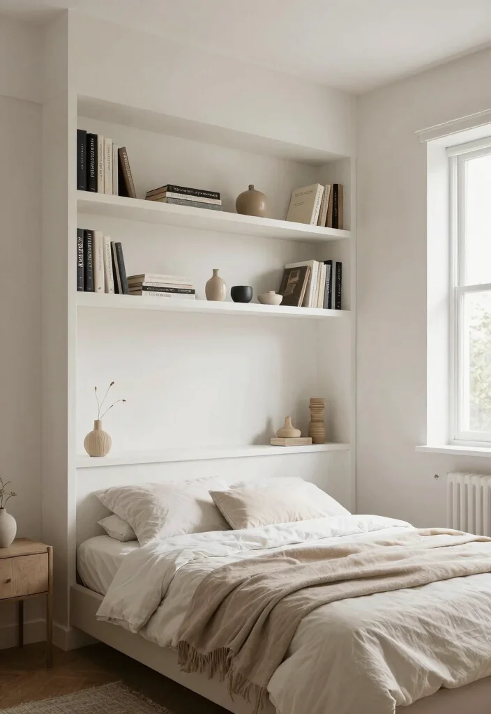 16 Bedroom Shelving Ideas Above Bed: Smart and Stylish Storage - 6. Built-In Shelving for Seamless Style 1