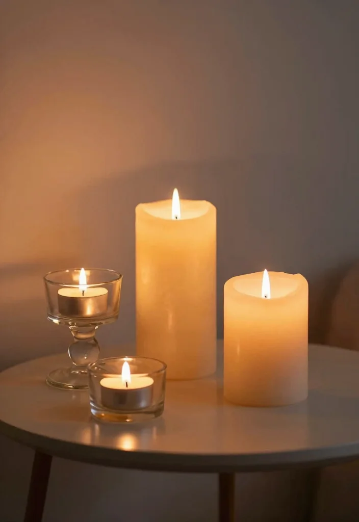16 Bedroom Side Table Decor Ideas: Simple Stylish Touch - 5. Candlelight Charm 1
