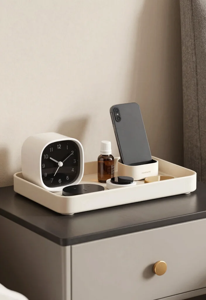 16 Bedroom Side Table Decor Ideas: Simple Stylish Touch - 7. Functional Accessories 1