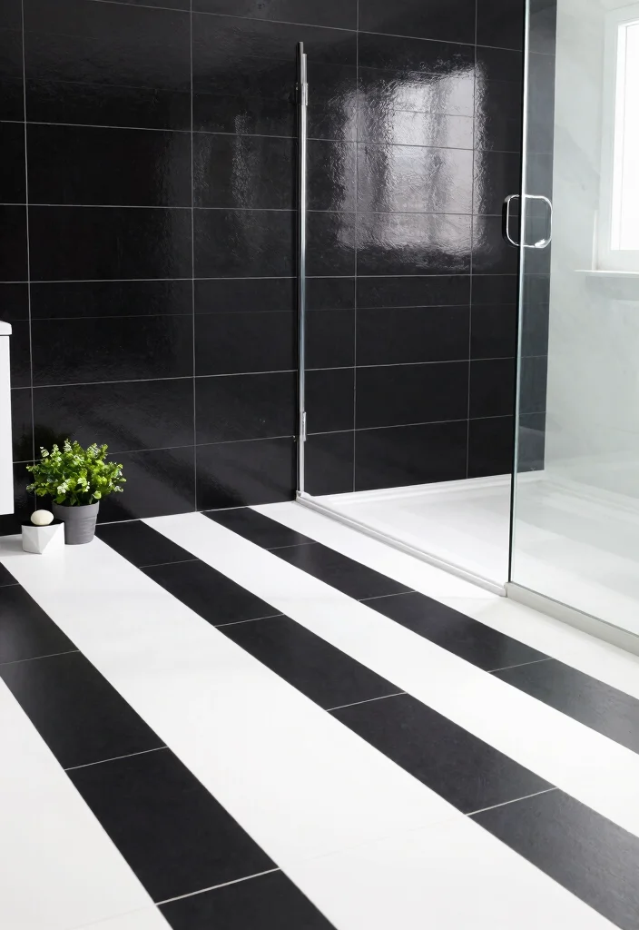 16 Black And White Bathroom Ideas With Timeless Contrast - 1. Modern Monochrome Tiles 1