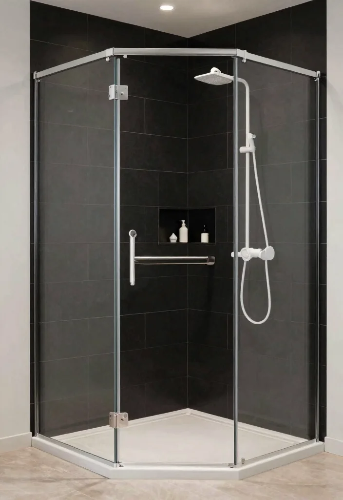 16 Black And White Bathroom Ideas With Timeless Contrast - 10. Monochrome Shower Spaces 1