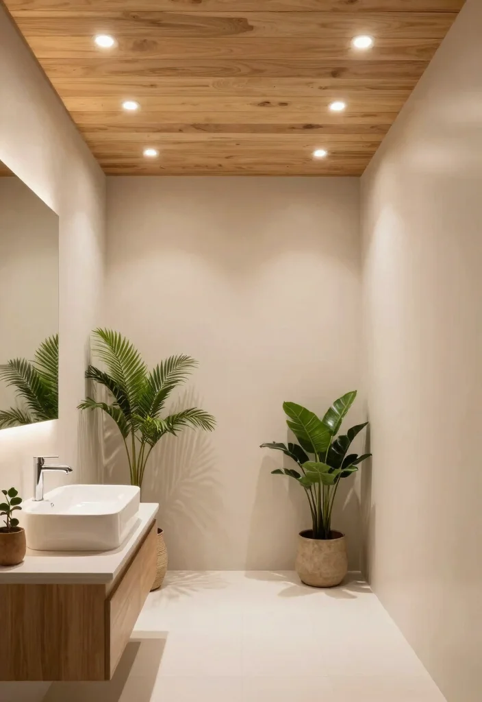16 Botanical Bathroom Ideas For Natural Fresh Vibes - 11. Eco-Friendly Lighting 1