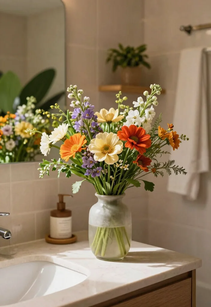 16 Botanical Bathroom Ideas For Natural Fresh Vibes - 13. Fresh Flower Bouquets 1