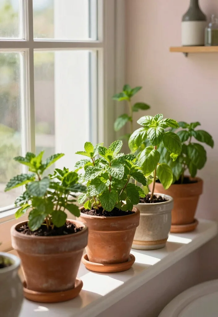 16 Botanical Bathroom Ideas For Natural Fresh Vibes - 7. Window Sill Garden 1