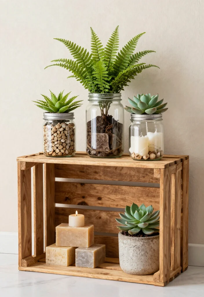 16 Botanical Bathroom Ideas For Natural Fresh Vibes - 9. Upcycled Decor 1