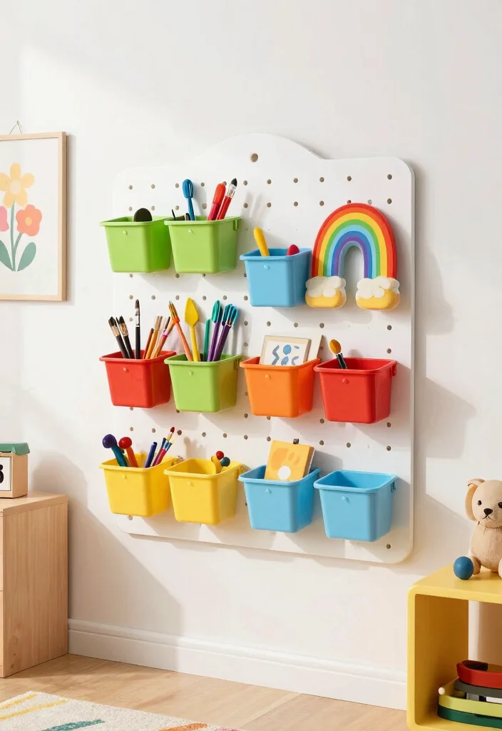 16 Kids Bedroom Storage Ideas: Organized and Practical - 10. Wall-Mounted Pegboards for Custom Organization 1
