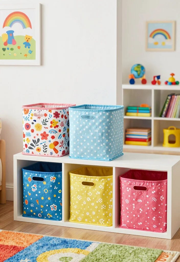 16 Kids Bedroom Storage Ideas: Organized and Practical - 3. Stylish Storage Bins Made from Recycled Materials 1