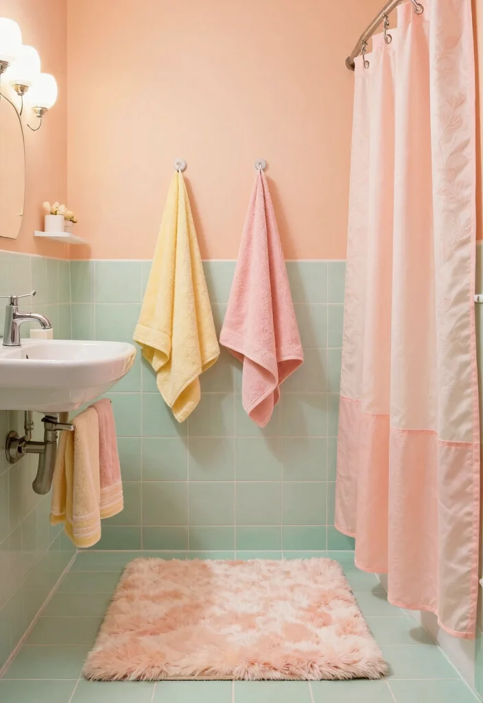 16 Peach Bathroom Ideas With Soft Warm Colour - 7. Soft Pastel Themes 1