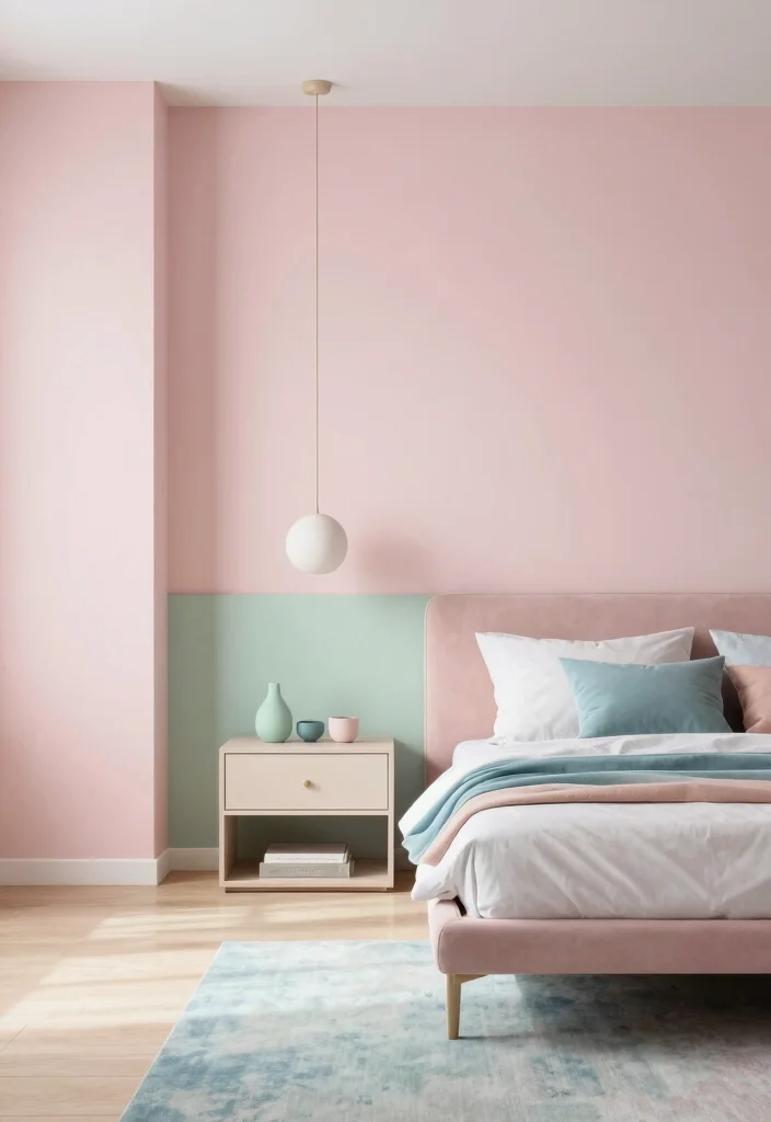 16 Pink Green and Blue Bedroom Ideas: Playful Color Harmony - 13. Modern Minimalism: A Clean Look 1