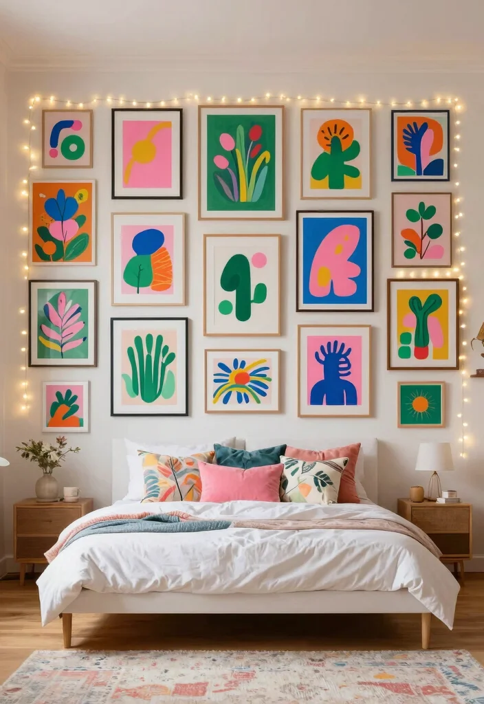 16 Pink Green and Blue Bedroom Ideas: Playful Color Harmony - 2. Whimsical Wall Art: A Splash of Fun 1
