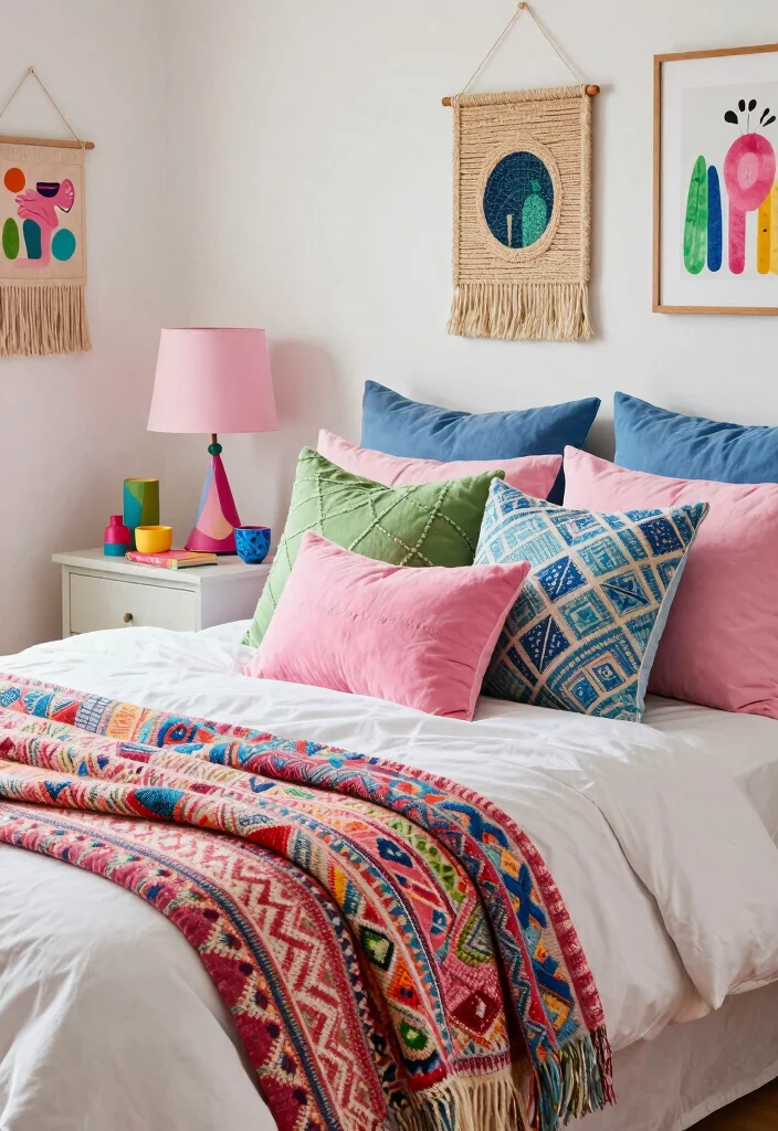 16 Pink Green and Blue Bedroom Ideas: Playful Color Harmony - 6. Playful Accessories: Fun and Function 1