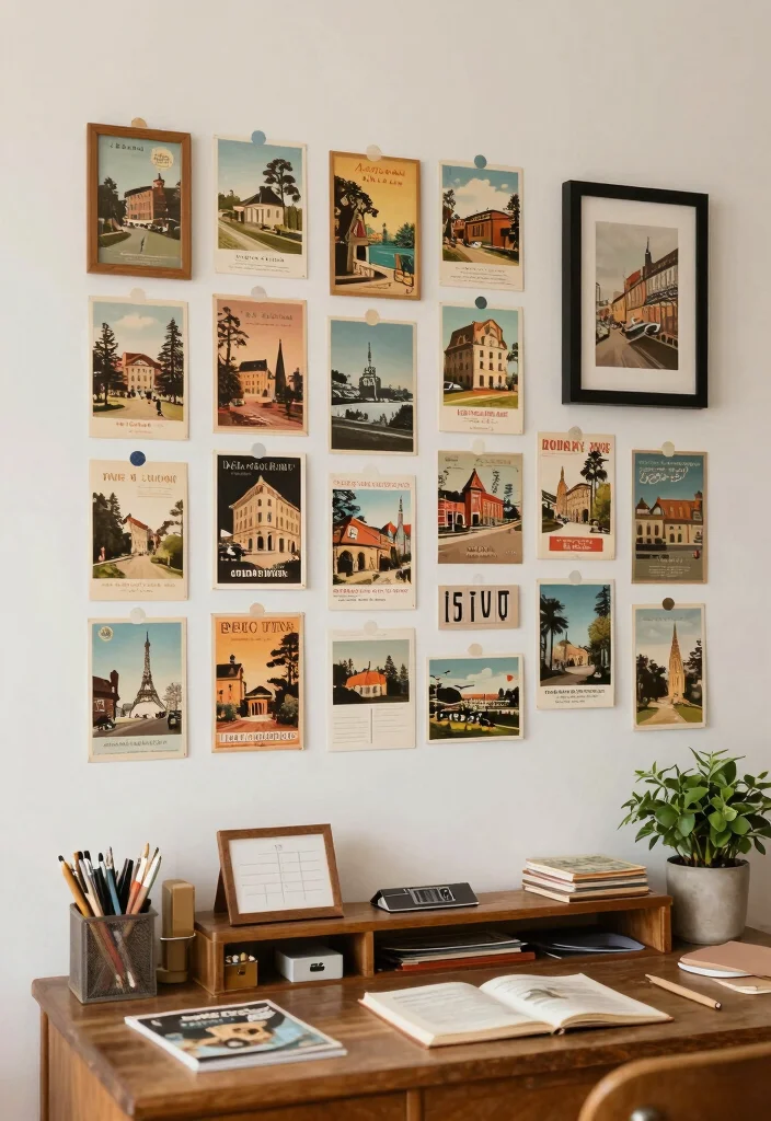 16 Posters on Wall Bedroom Vintage Ideas Retro Cool Decor - 15. Vintage Postcards Display 1
