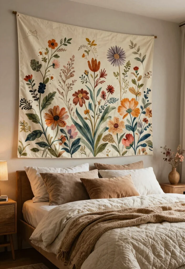 16 Posters on Wall Bedroom Vintage Ideas Retro Cool Decor - 4. Floral Wall Tapestries 1