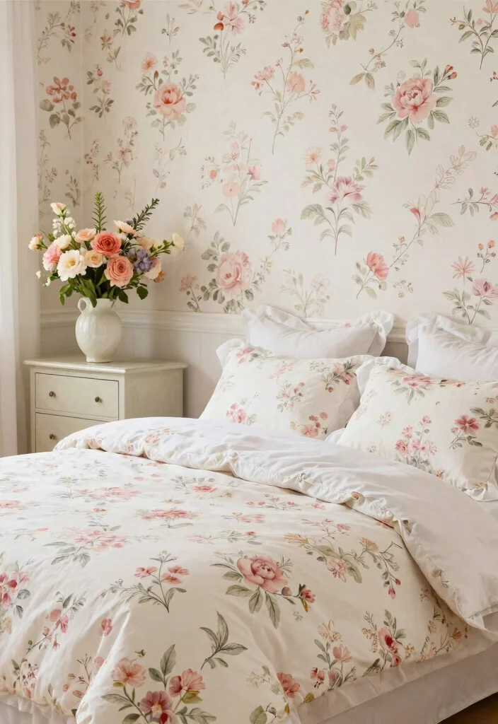 16 Princess Bedroom Ideas for Women: Elegant Dreamy Style - 11. Delicate Floral Patterns 1