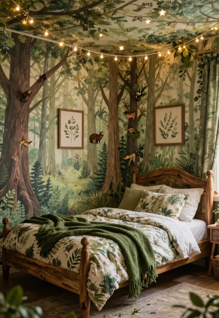 16 Princess Bedroom Ideas for Women: Elegant Dreamy Style - 2. Enchanted Forest Themes 1