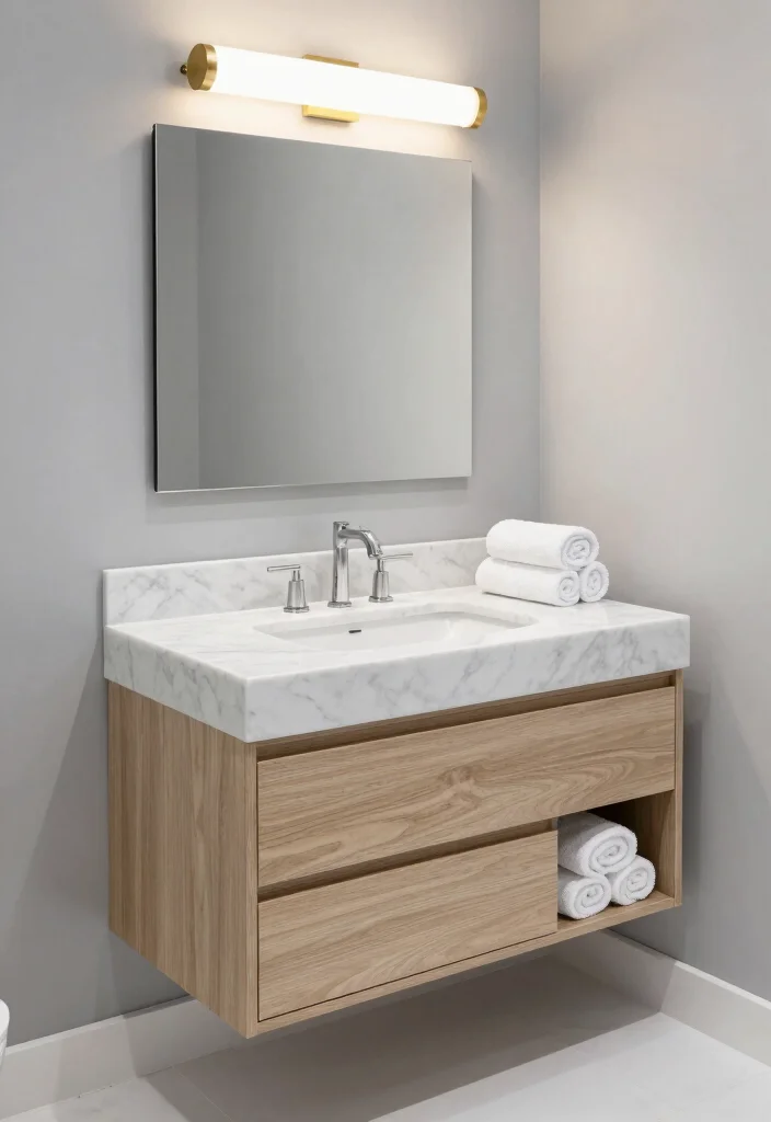 16 Single Sink Bathroom Vanity Ideas For Small Spaces - 10. Marble Elegance 1