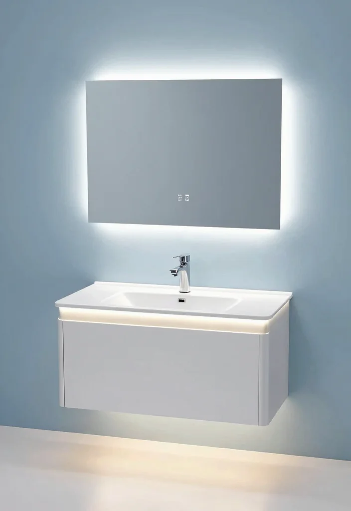 16 Single Sink Bathroom Vanity Ideas For Small Spaces - 12. Integrated Lighting 1