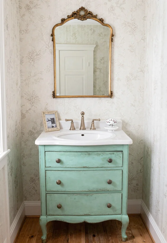 16 Single Sink Bathroom Vanity Ideas For Small Spaces - 2. Vintage Charm 1
