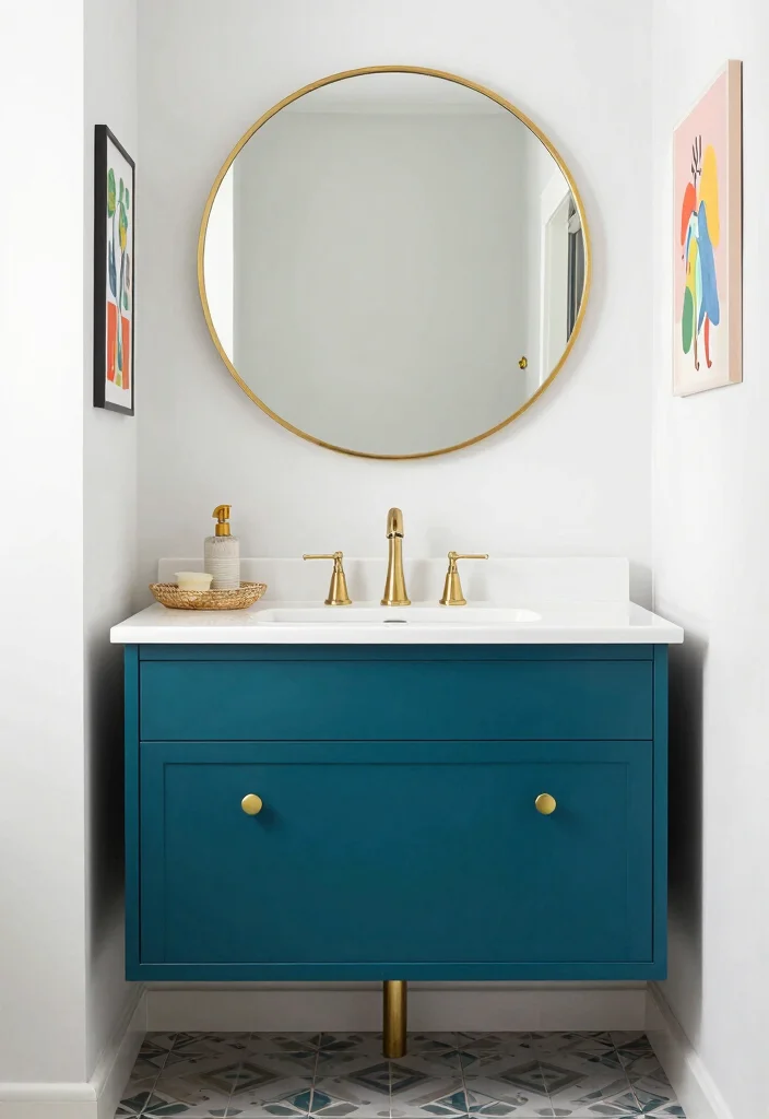 16 Single Sink Bathroom Vanity Ideas For Small Spaces - 7. Bold Color Choices 1
