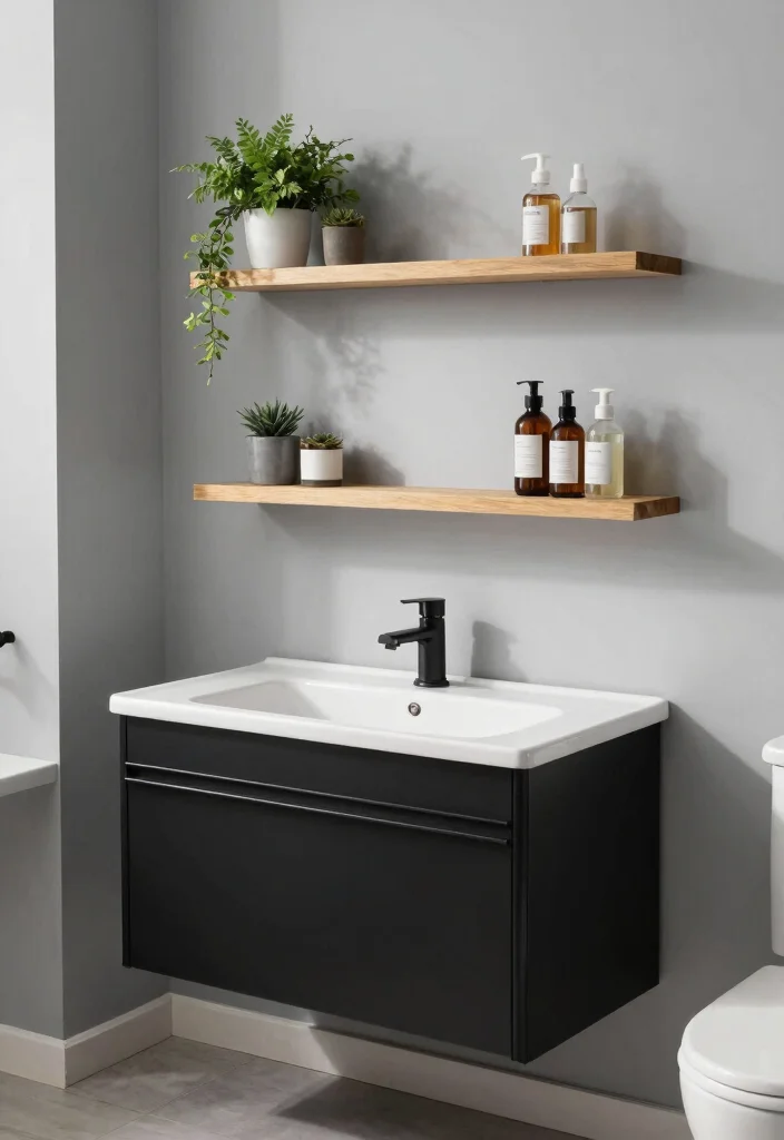 16 Single Sink Bathroom Vanity Ideas For Small Spaces - 8. Floating Shelves 1