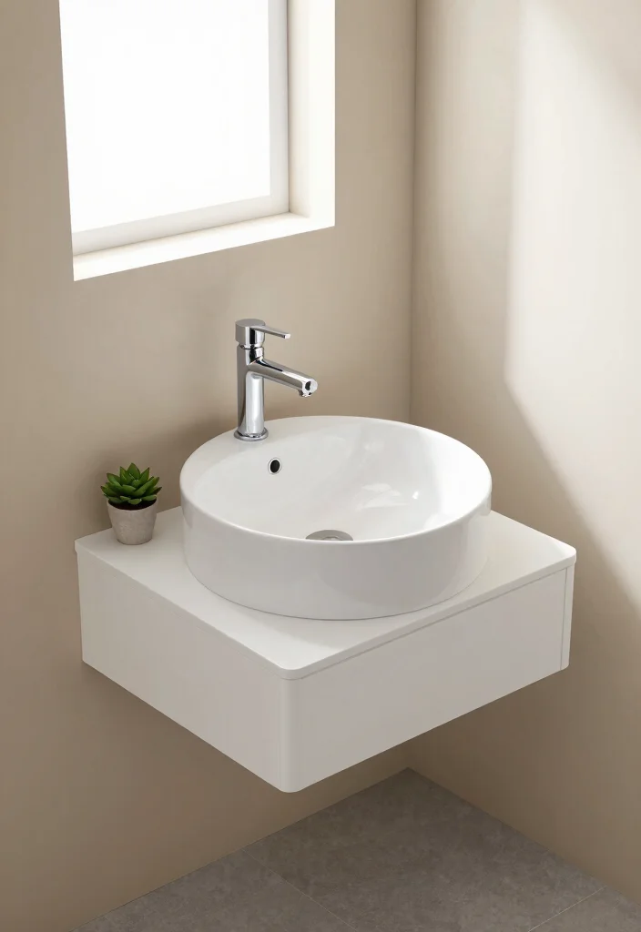 16 Single Sink Bathroom Vanity Ideas For Small Spaces - 9. Compact Round Basin 1