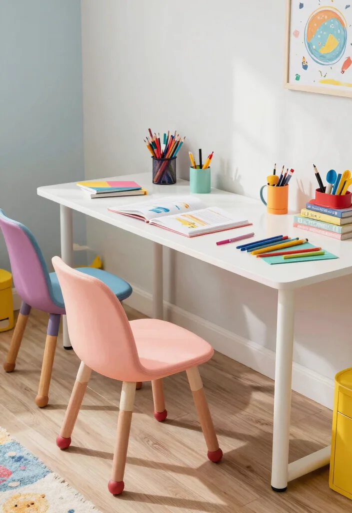 16 Small Kids Bedroom Ideas for 2 Fun and Functional - 11. Shared Desk Space 1