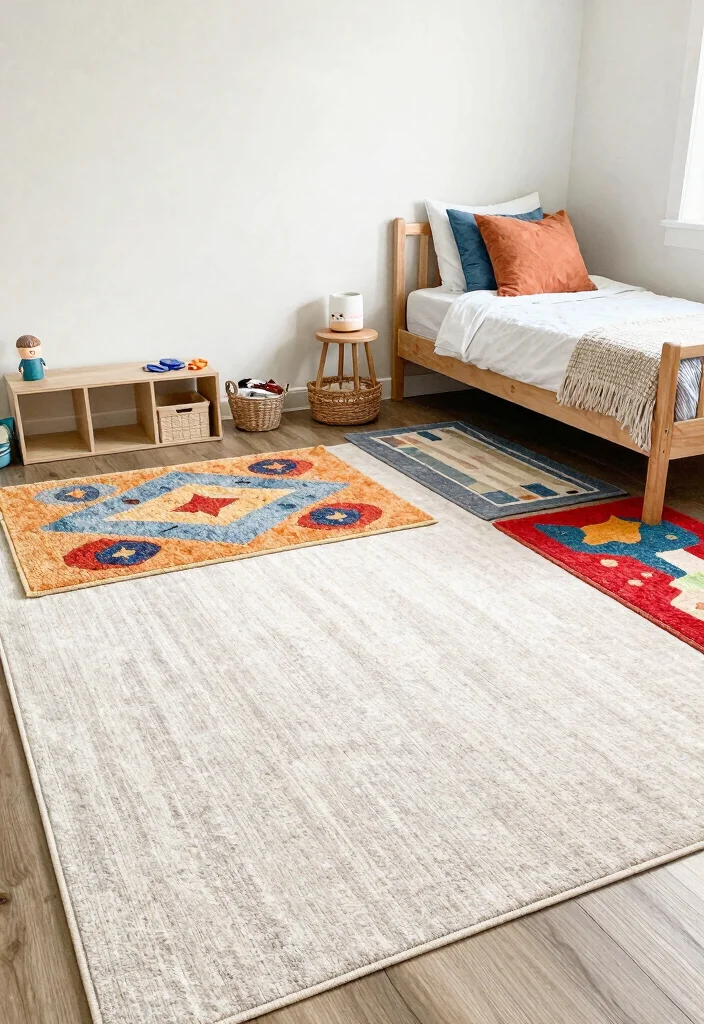 16 Small Kids Bedroom Ideas for 2 Fun and Functional - 12. Layered Rugs 1