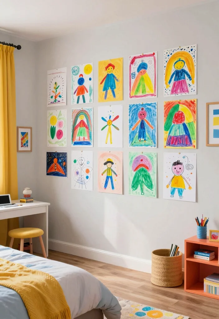 16 Small Kids Bedroom Ideas for 2 Fun and Functional - 13. Fun Art Displays 1
