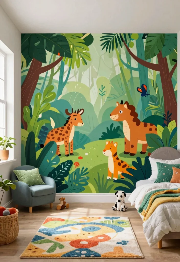 16 Small Kids Bedroom Ideas for 2 Fun and Functional - 2. Colorful Wall Murals 1