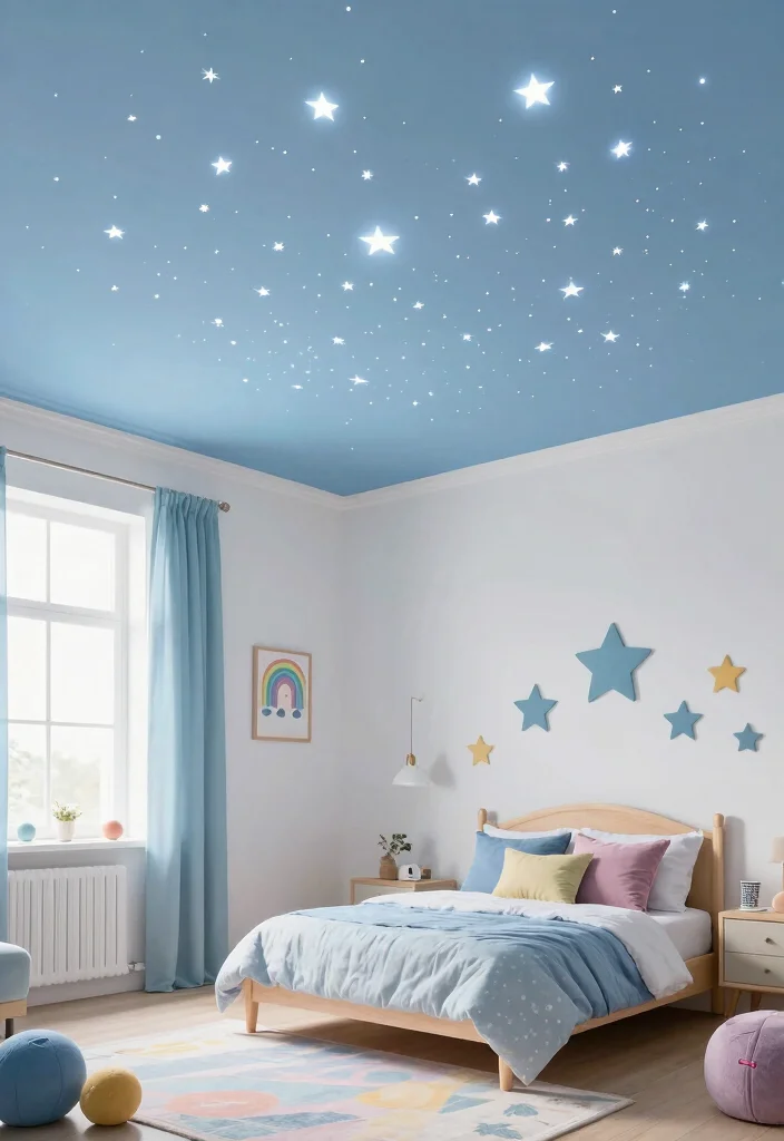 16 Small Kids Bedroom Ideas for 2 Fun and Functional - 9. Creative Ceiling Designs 1