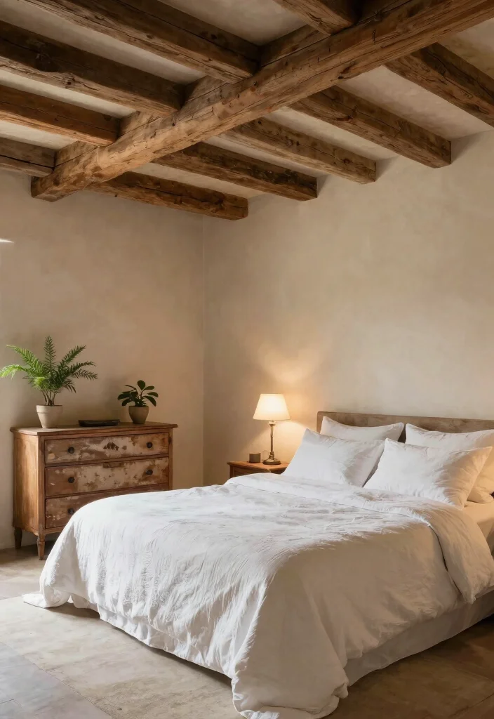 16 Wooden Ceiling Design Bedroom Ideas: Warm Luxe Finish - 1. Rustic Beam Elegance 1