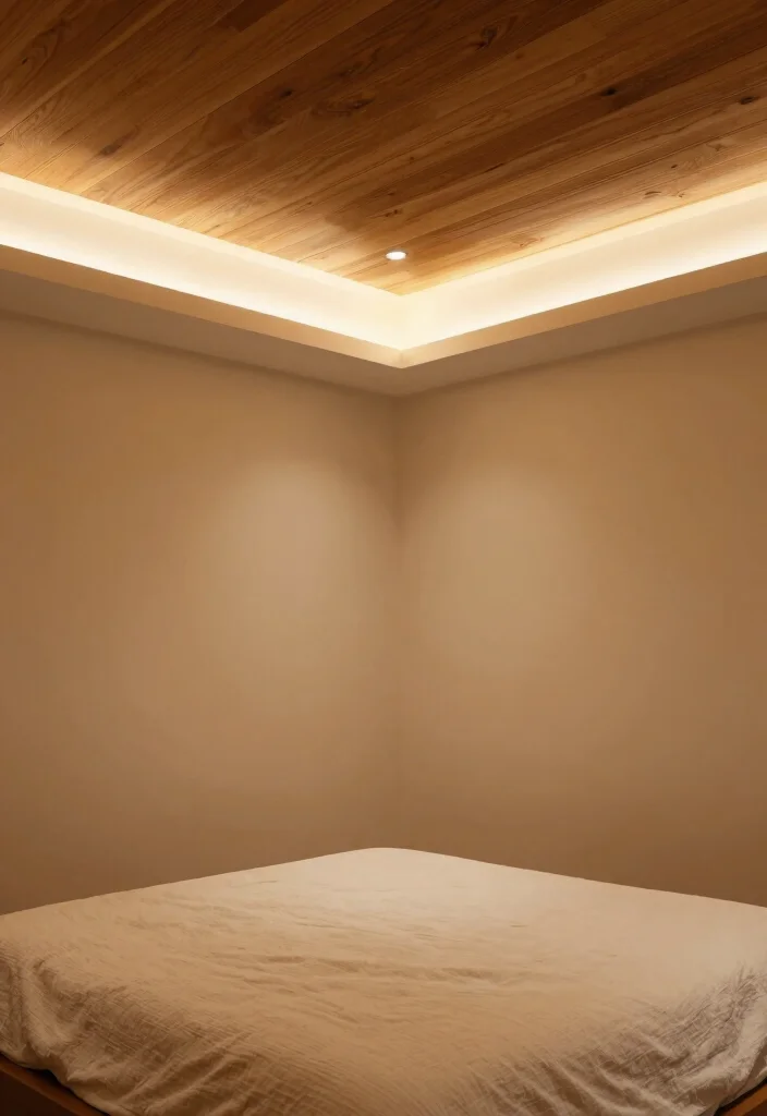16 Wooden Ceiling Design Bedroom Ideas: Warm Luxe Finish - 13. Accent Lighting 1