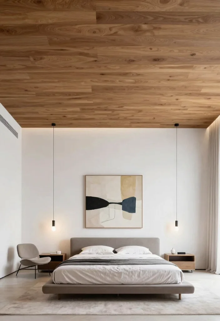 16 Wooden Ceiling Design Bedroom Ideas: Warm Luxe Finish - 2. Sleek Modern Finishes 1