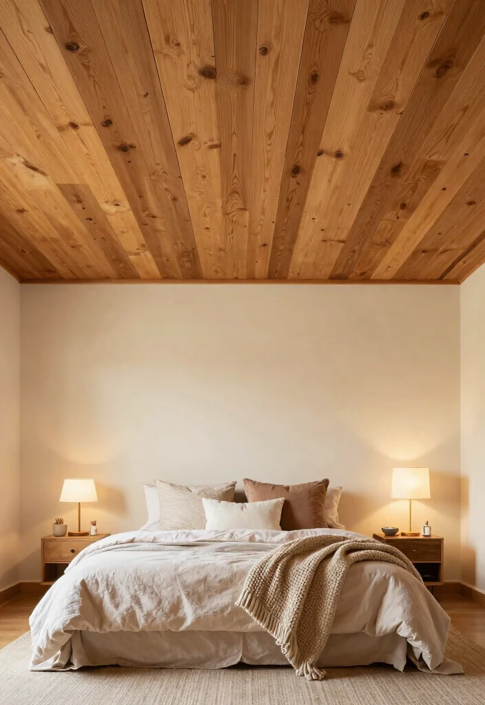 16 Wooden Ceiling Design Bedroom Ideas: Warm Luxe Finish - 7. Cozy Wood Paneling 1