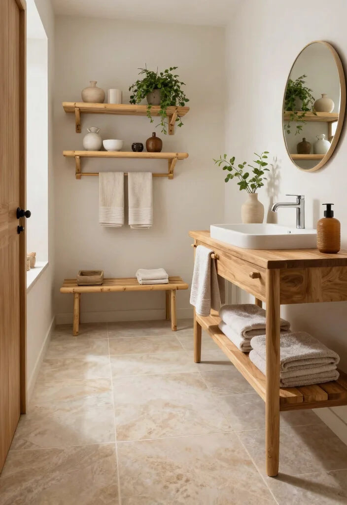17 Asian Bathroom Ideas With Peaceful Minimal Aesthetic - 2. Natural Materials 1