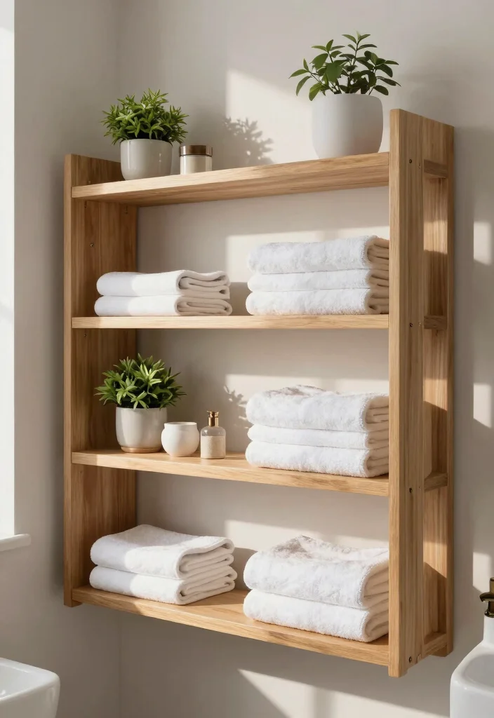 17 Asian Bathroom Ideas With Peaceful Minimal Aesthetic - 8. Open Shelving 1