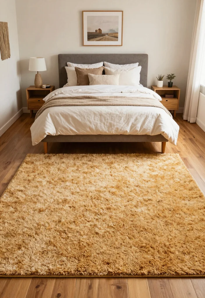 17 Bedroom Ideas for Big Rooms That Feel Cozy and Balanced - 11. Incorporate Soft Rugs 1