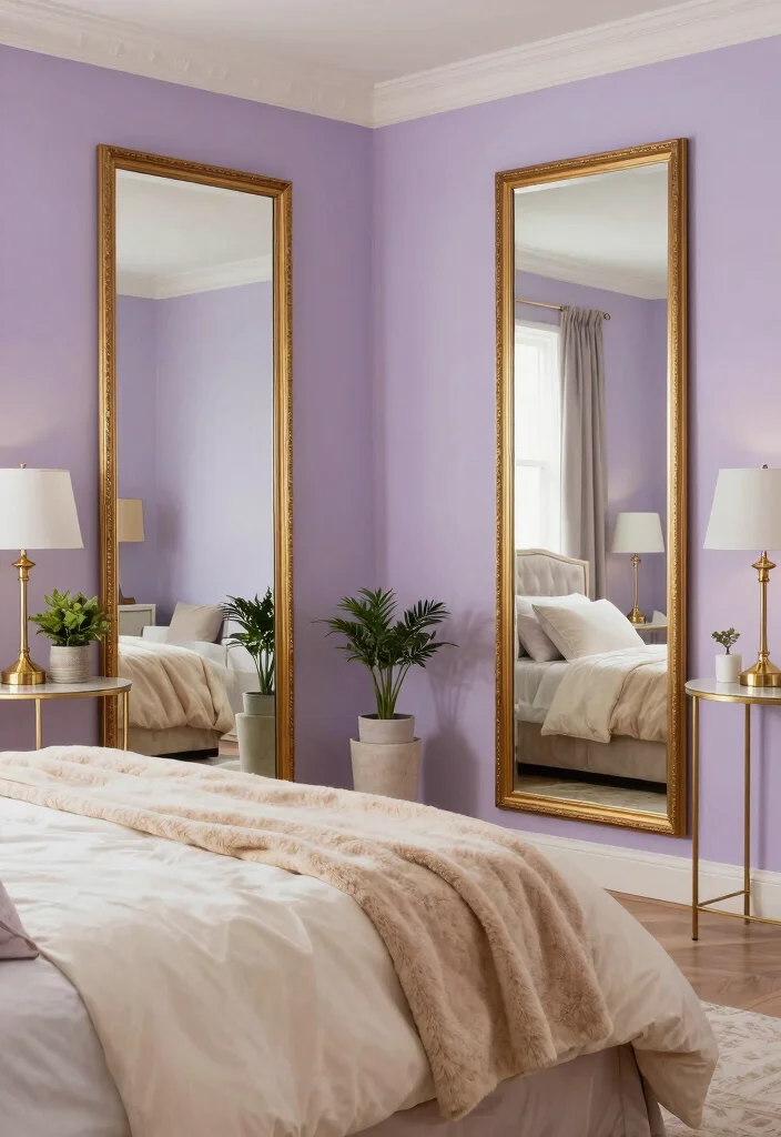17 Bedroom With Mirrors on Each Side of Bed Ideas Symmetry - 1. Elegant Gold Framed Mirrors 1