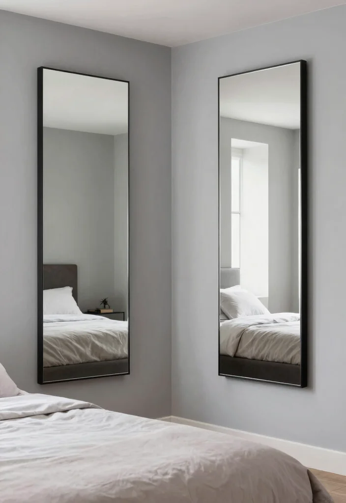 17 Bedroom With Mirrors on Each Side of Bed Ideas Symmetry - 10. Floating Mirrors 1