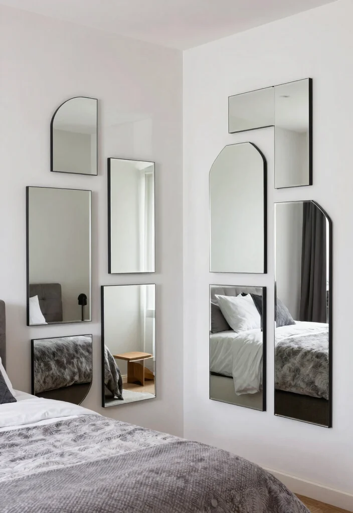17 Bedroom With Mirrors on Each Side of Bed Ideas Symmetry - 11. Layered Mirrors 1