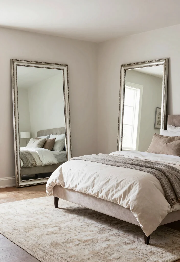 17 Bedroom With Mirrors on Each Side of Bed Ideas Symmetry - 12. Oversized Mirrors 1